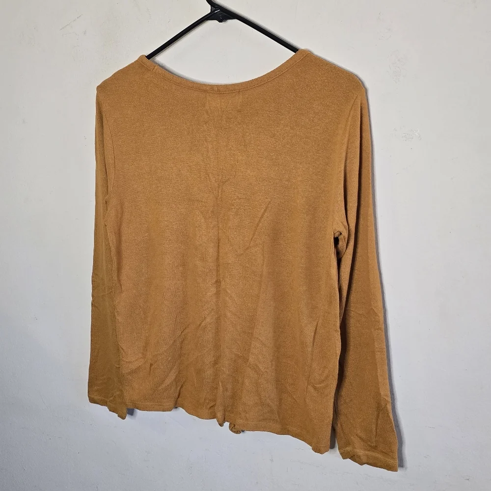 Old Navy Long Sleeve Graphic Tie Front Tee Girls Size XL Pumpkin Spice Cropped